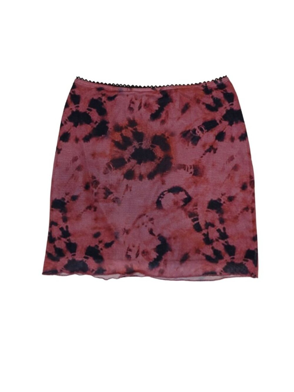 Burgundy Tie Dye Mini Skirt